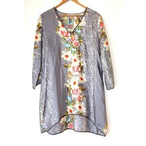 Johnny Was 100% silk Floral Tunic Size Small Multicolor Top lightweight Boho